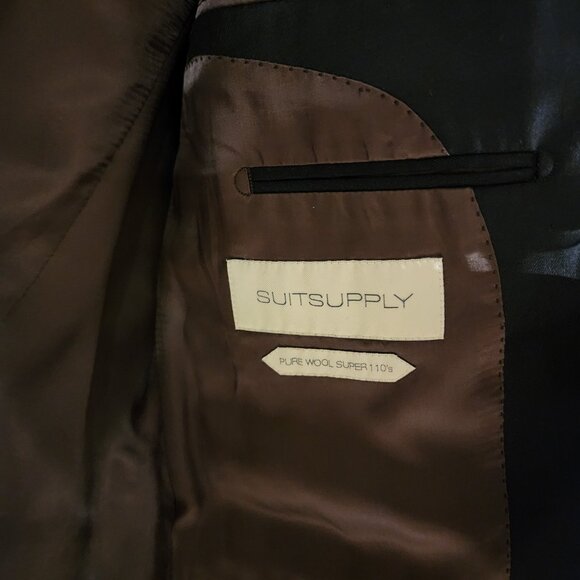 Suitsupply Solid Navy Blue Slim Fit Super 110's Italian Wool Suit 38R - Picture 4 of 10